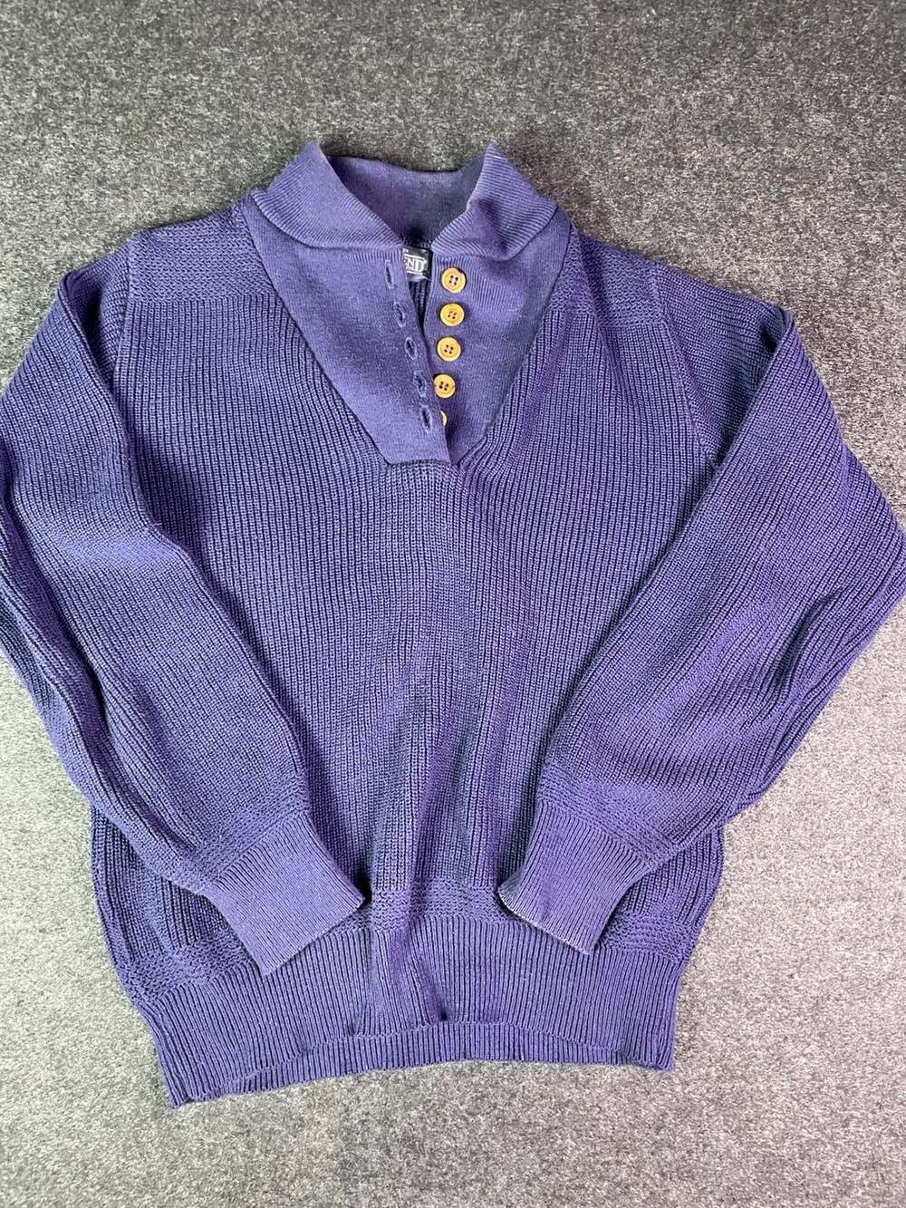 Lands' End Button Sweater Size S Purple Cotton Made In USA